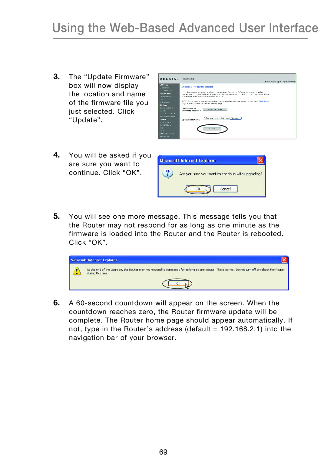 Belkin P75170EI manual Using the Web-Based Advanced User Interface 