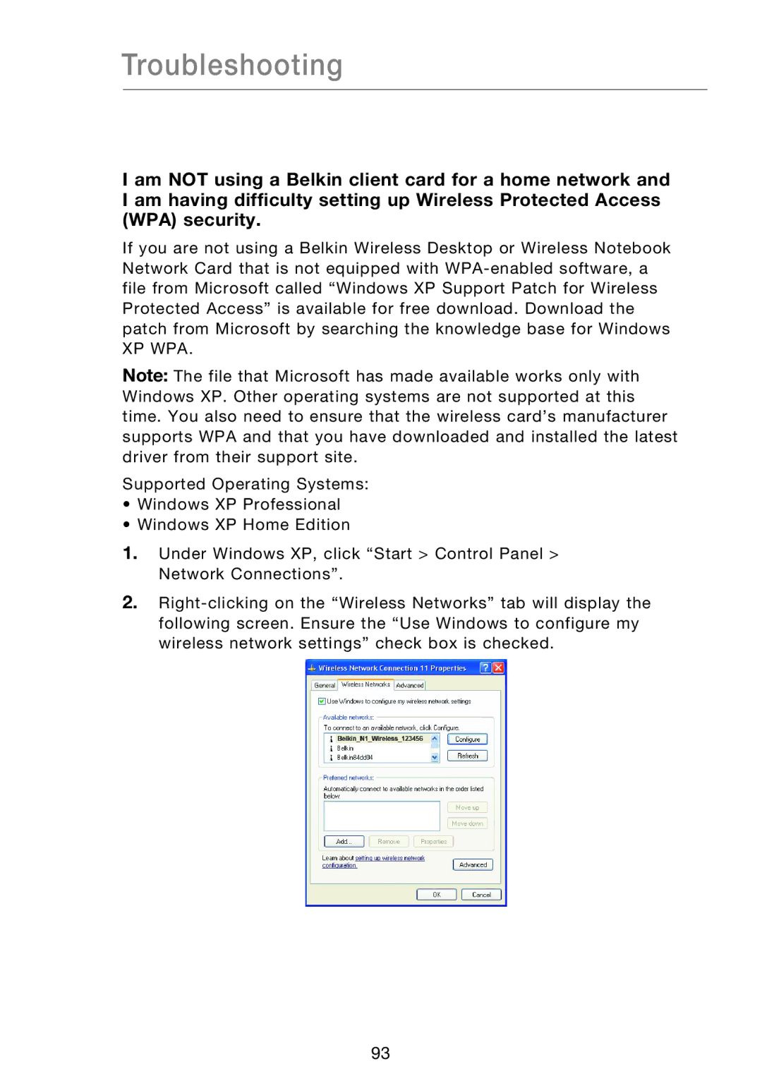 Belkin P75170EI manual Xp Wpa 