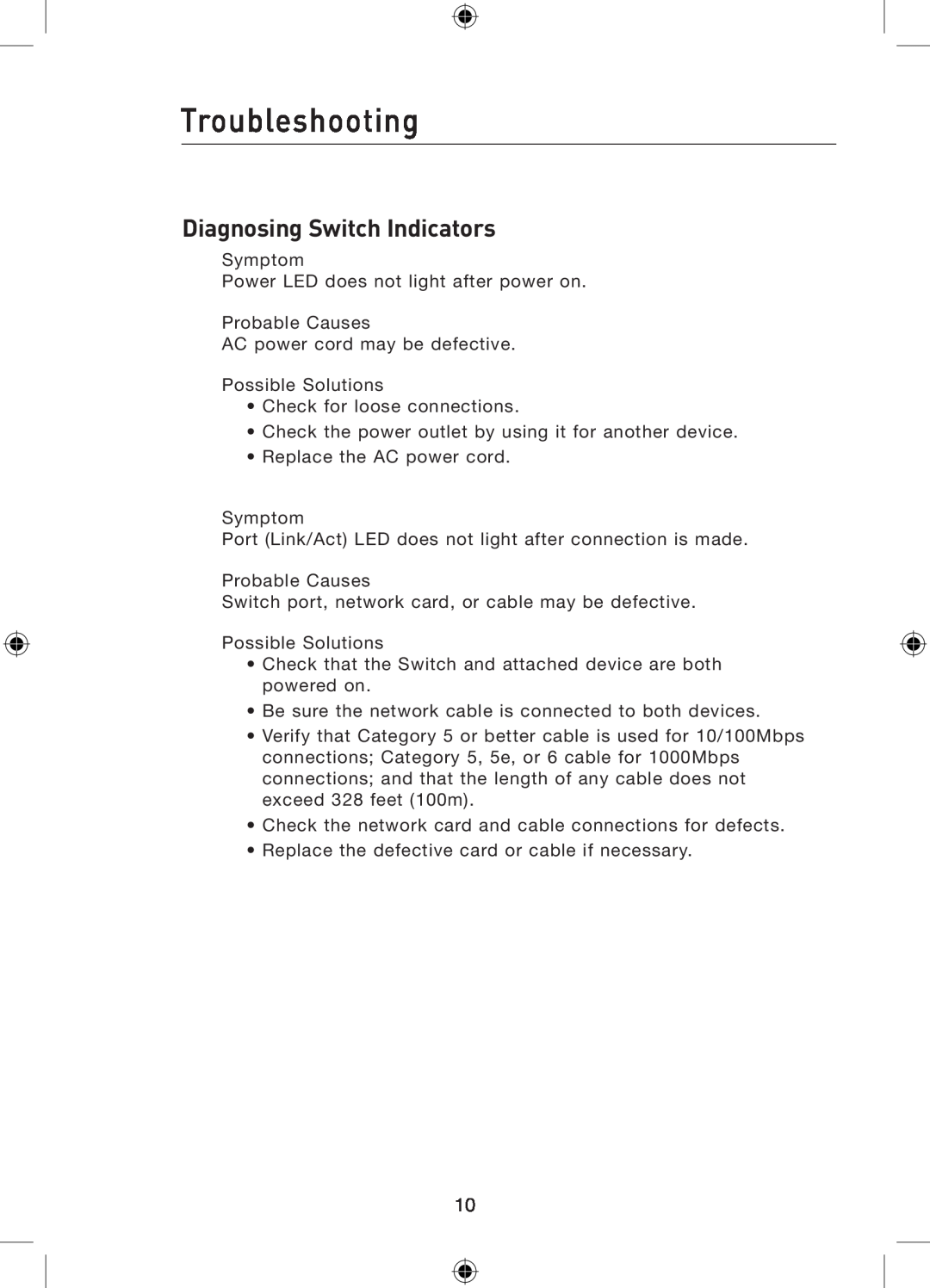 Belkin P75179ea manual Troubleshooting, Diagnosing Switch Indicators 
