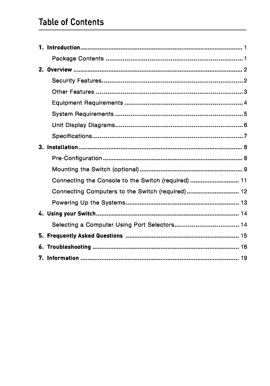 Belkin P75209 manual Table of Contents 