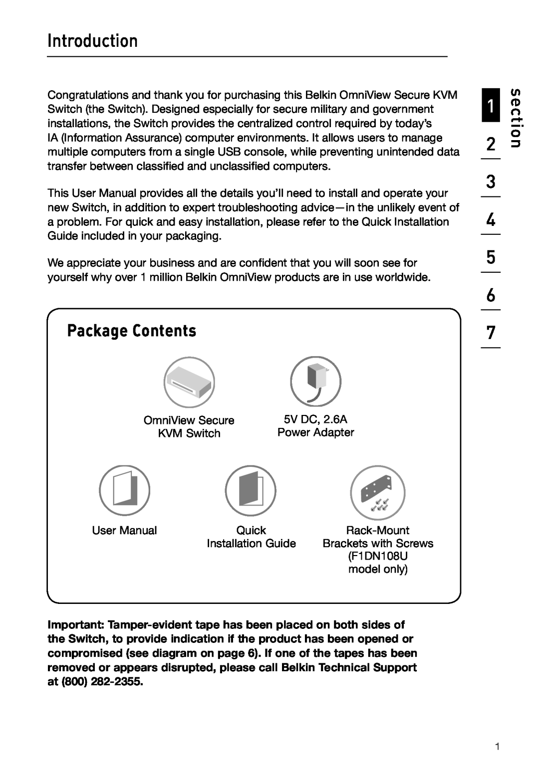 Belkin P75209 manual Introduction, Package Contents, section 