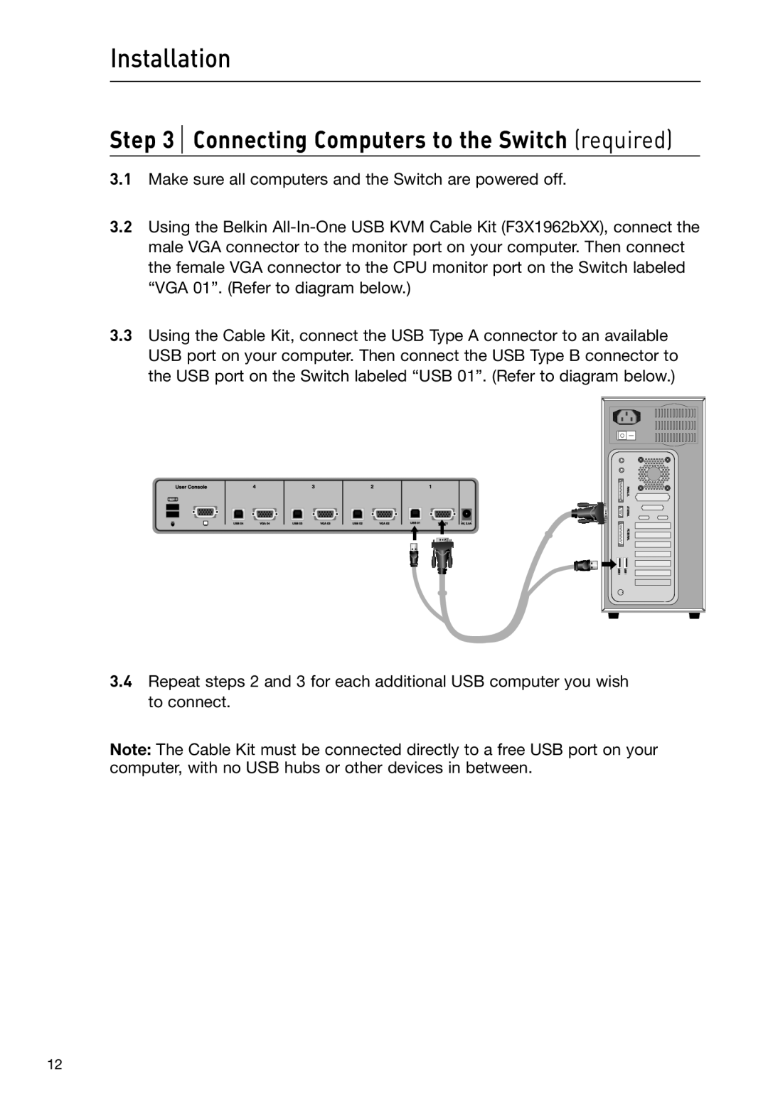 Belkin P75209 manual Connecting Computers to the Switch required 