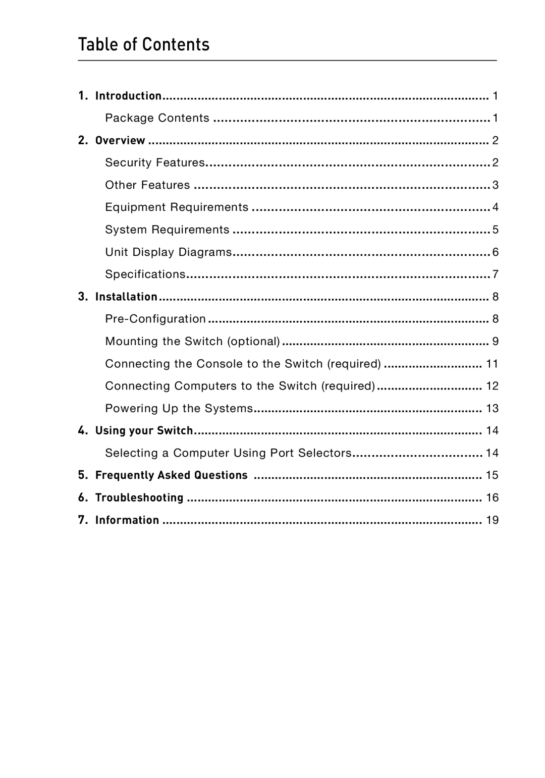 Belkin P75209 manual Table of Contents 