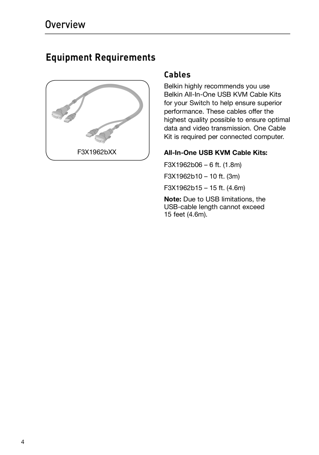 Belkin P75209 manual Cables, All-In-One USB KVM Cable Kits 