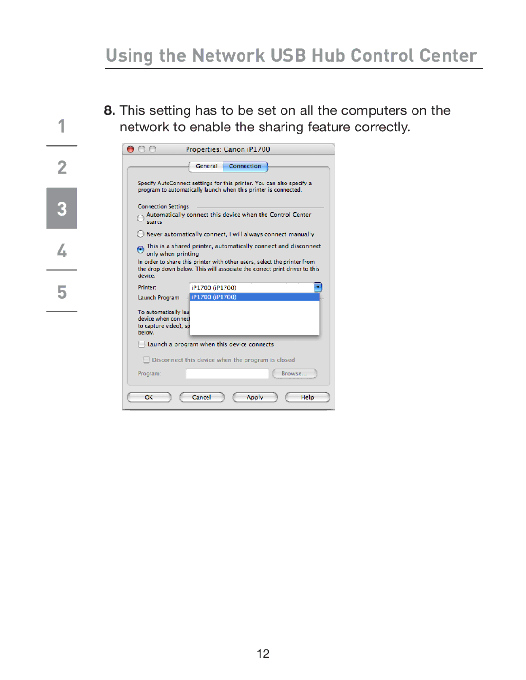 Belkin P75465-A manual Using the Network USB Hub Control Center 