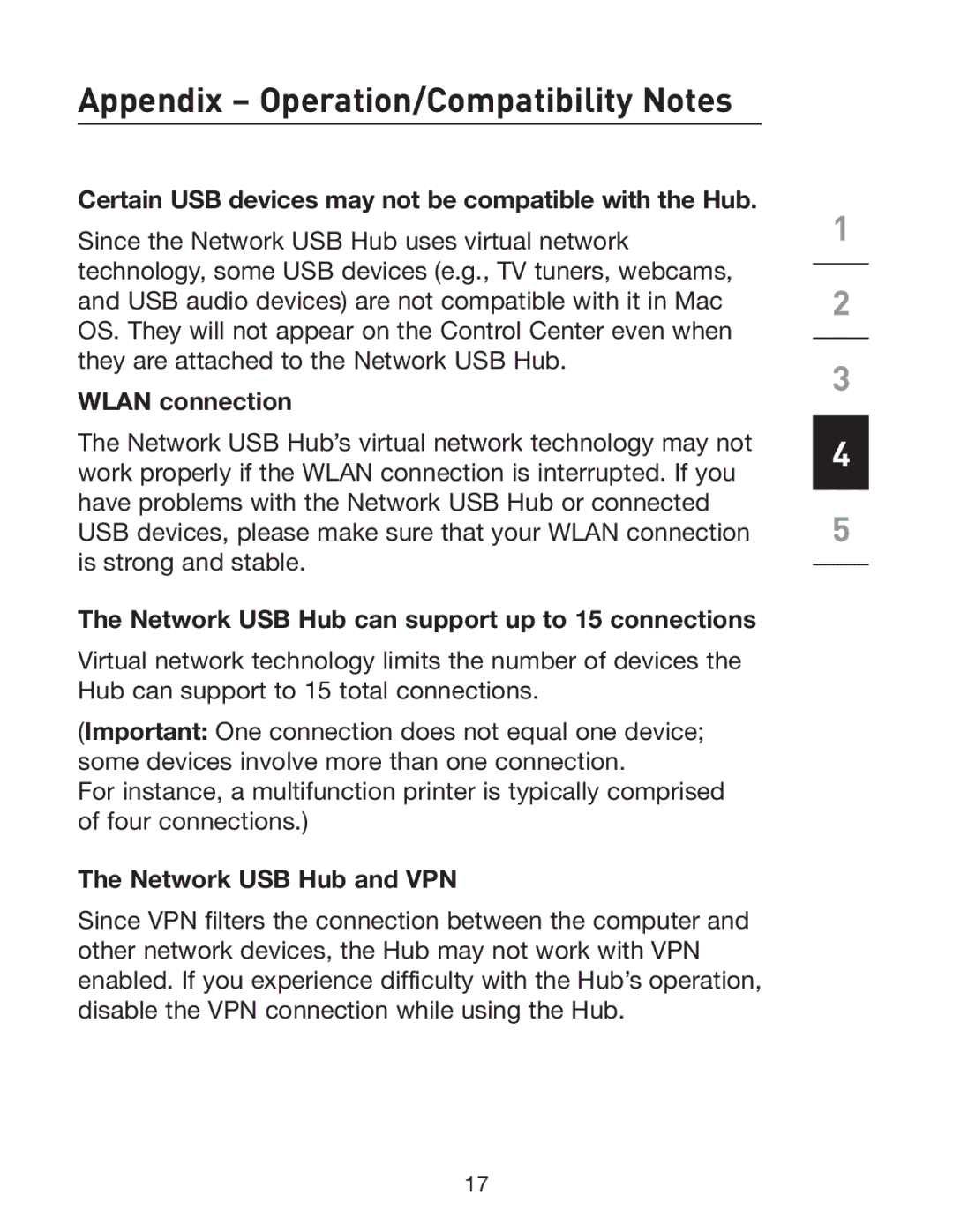 Belkin P75465-A manual Appendix Operation/Compatibility Notes, Certain USB devices may not be compatible with the Hub 