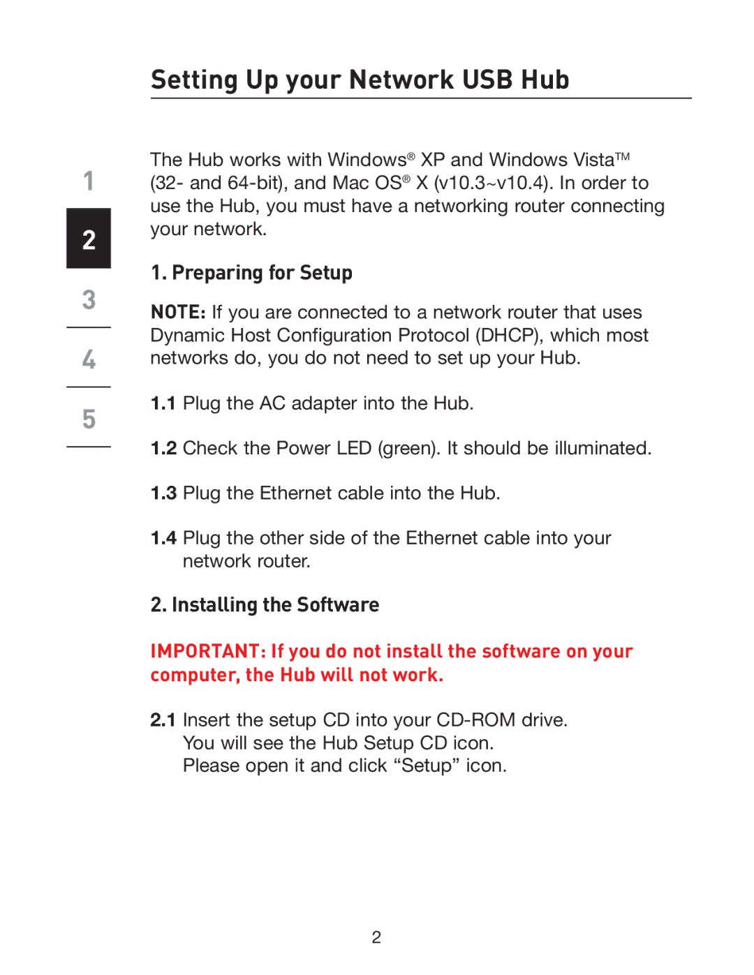 Belkin P75465-A manual Setting Up your Network USB Hub, Preparing for Setup, Installing the Software 