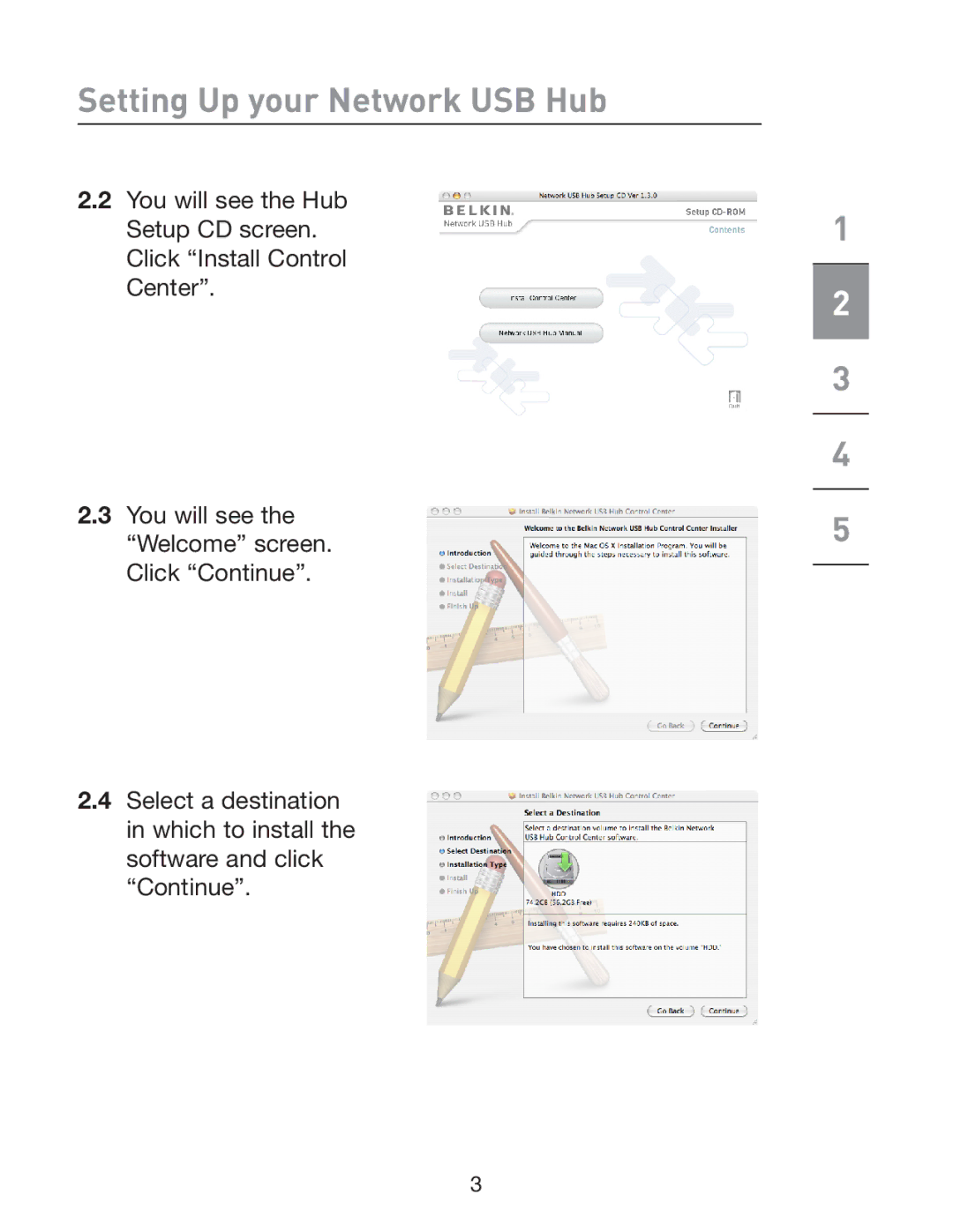 Belkin P75465-A manual Setting Up your Network USB Hub 