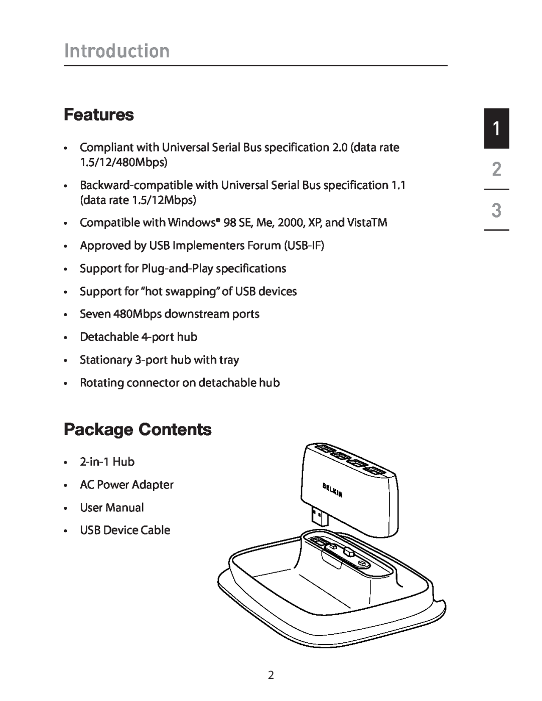 Belkin P75470ea manual Introduction, Features, Package Contents 
