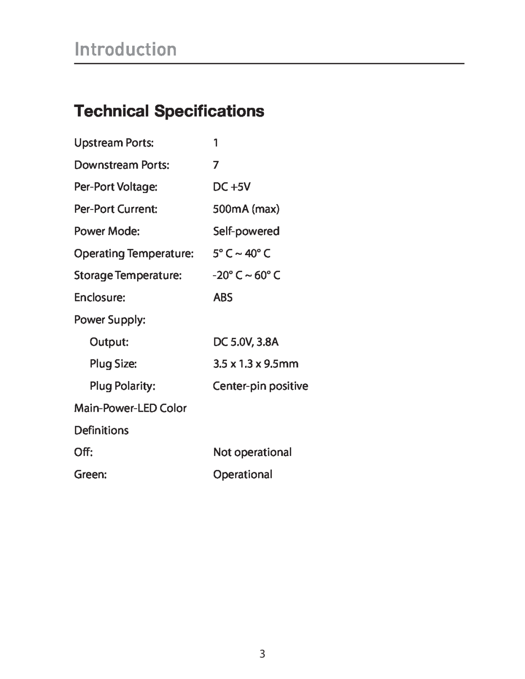 Belkin P75470ea manual Technical Speciﬁcations, Introduction 