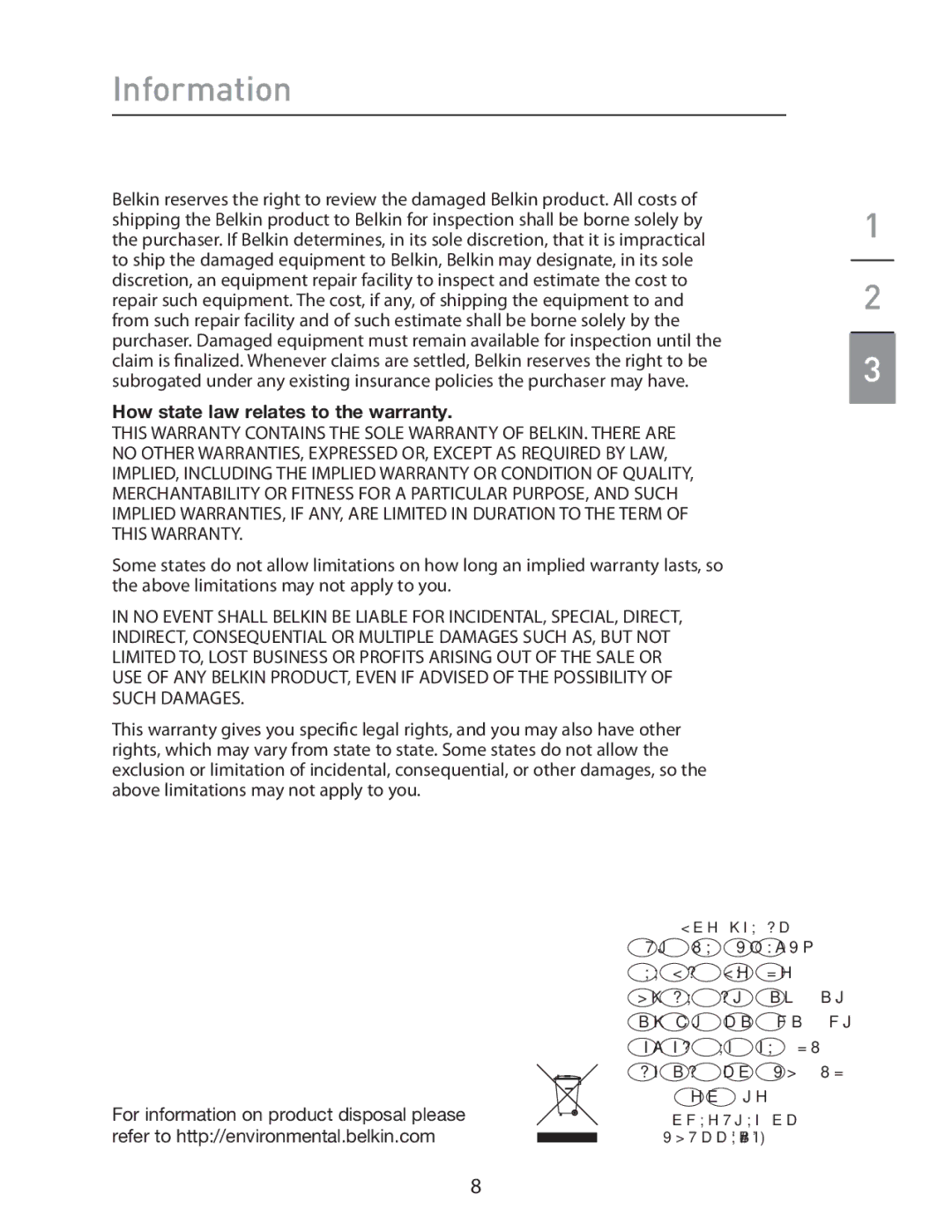 Belkin P75470ea manual How state law relates to the warranty 