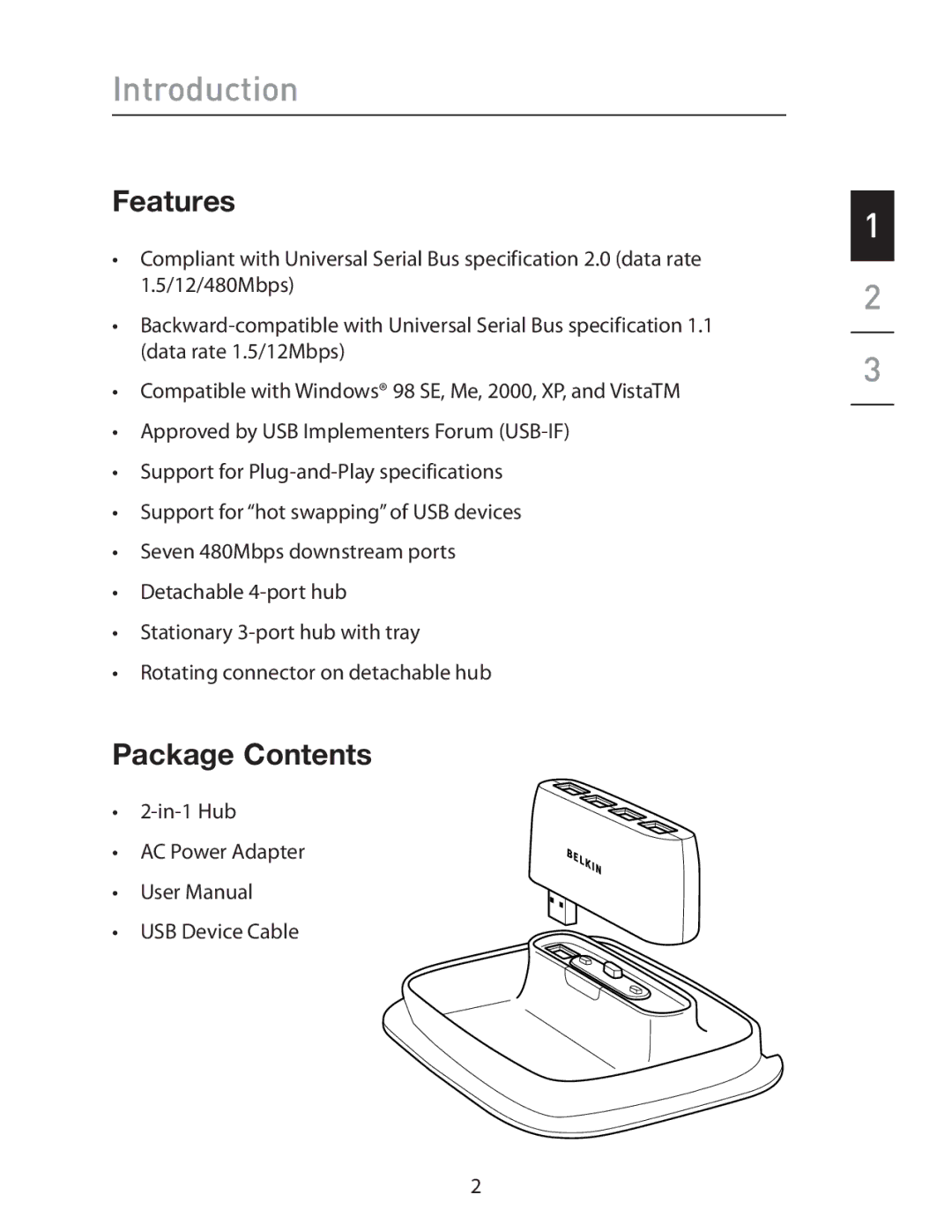 Belkin P75470ea manual Introduction, Features, Package Contents 