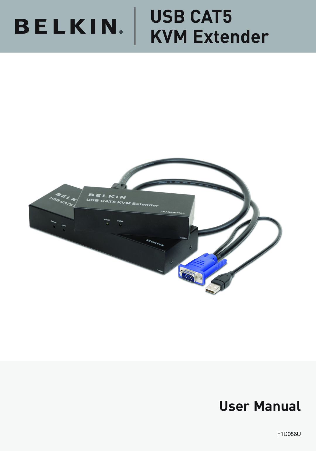 Belkin P75472-A manual USB CAT5 KVM Extender, F1D086U 
