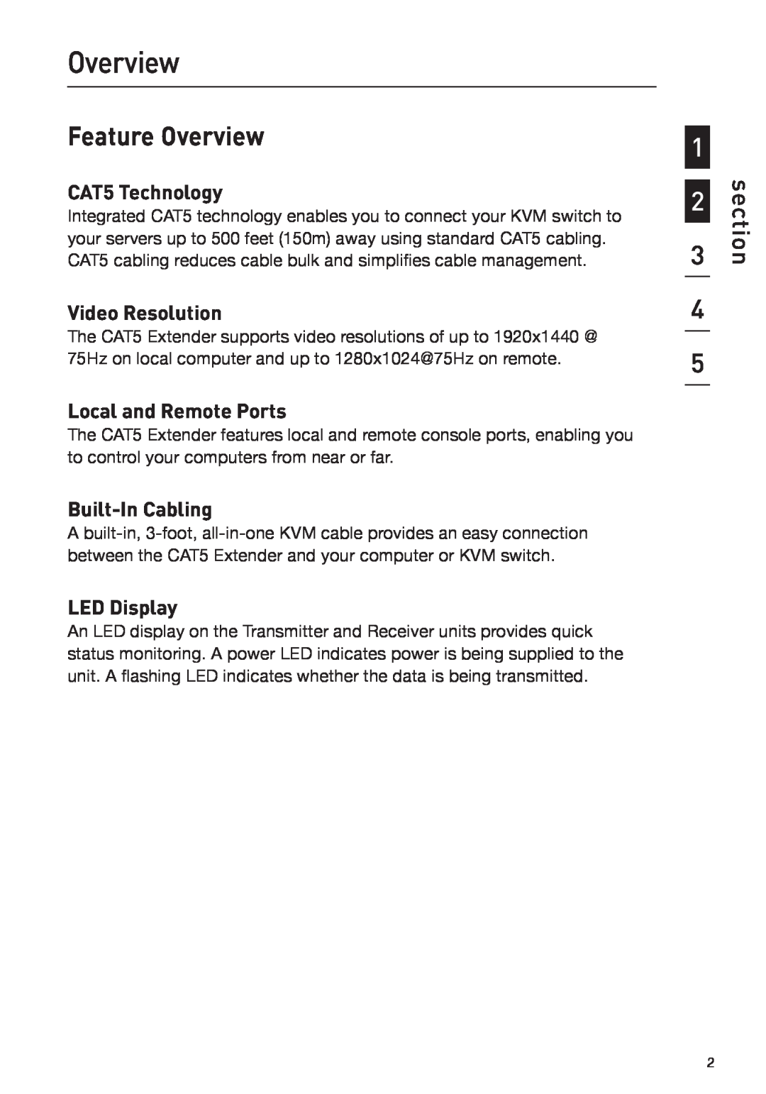 Belkin P75472-A manual Feature Overview, section 
