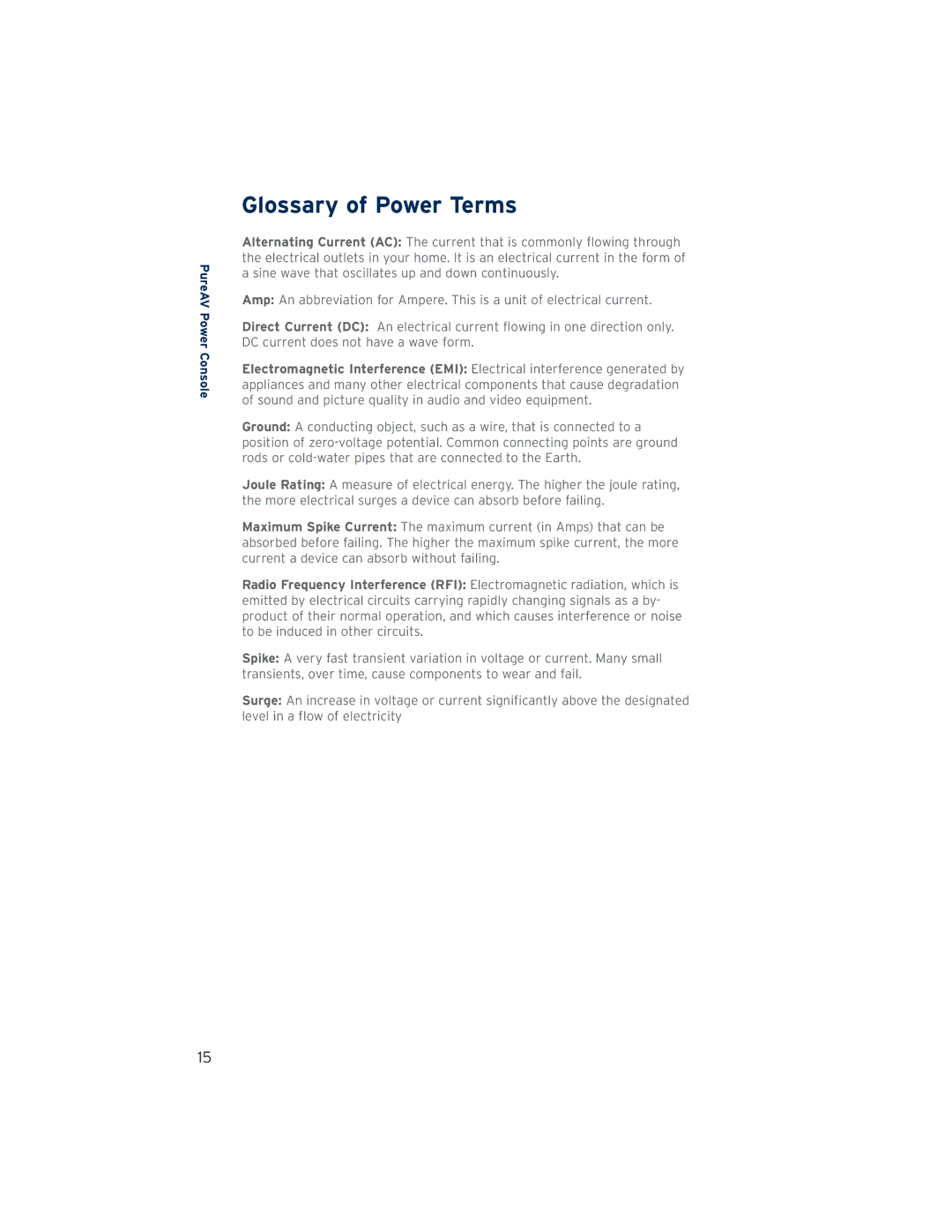 Belkin PF30 user manual Glossary of Power Terms 