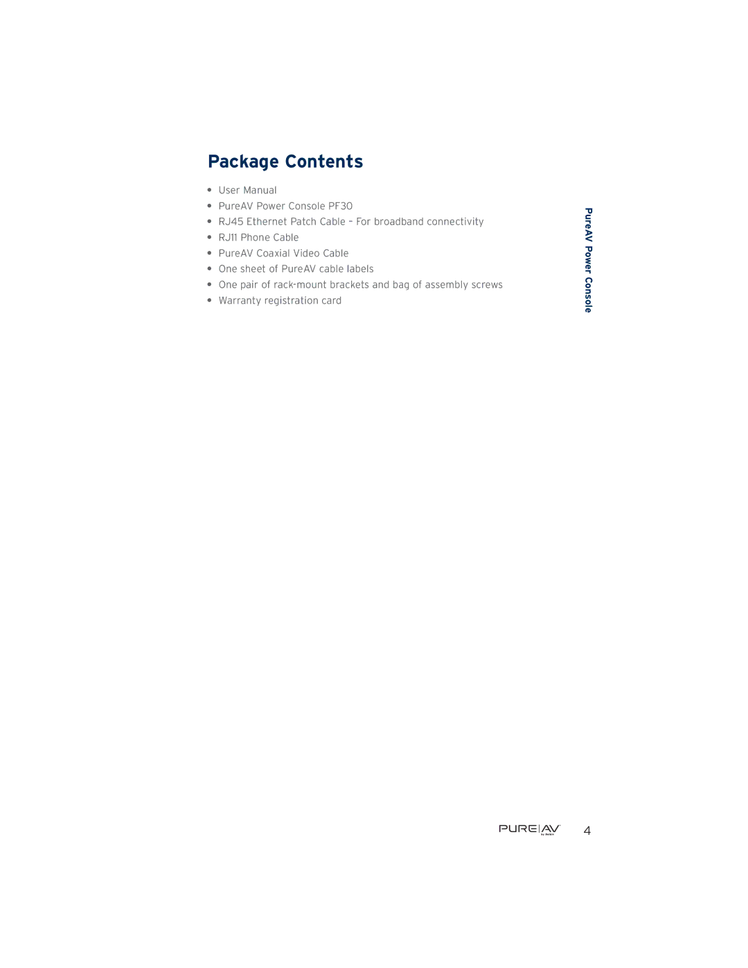 Belkin PF30 user manual Package Contents 