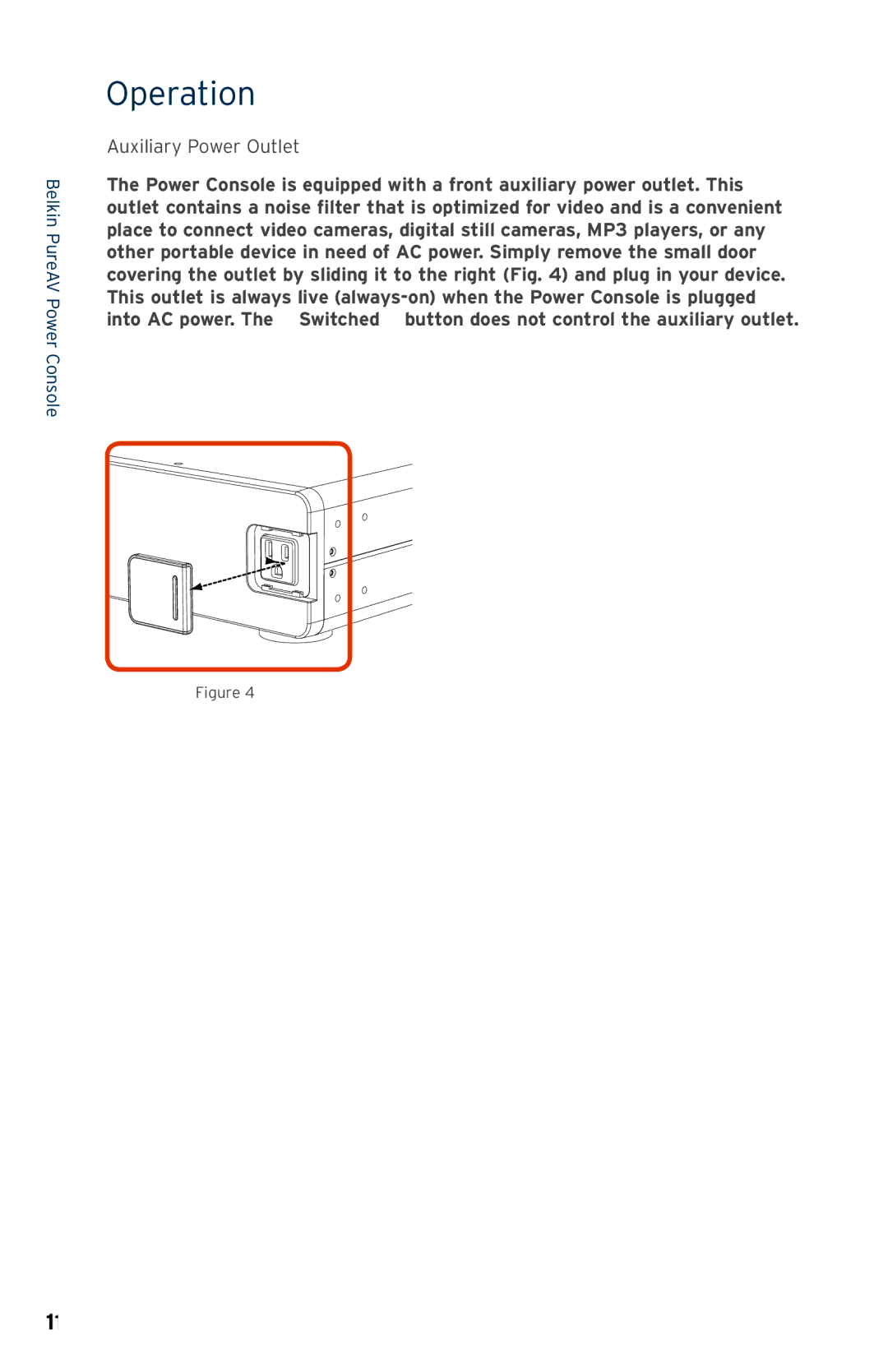 Belkin PF31 user manual Auxiliary Power Outlet 