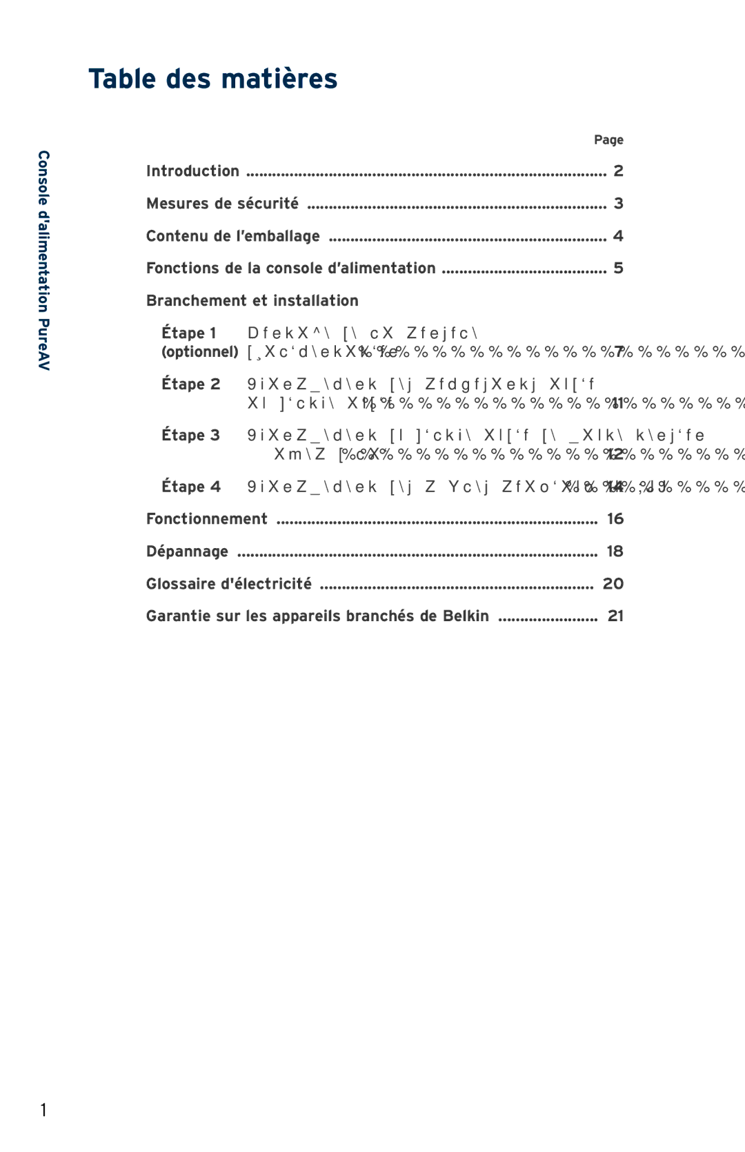 Belkin PF31 user manual Table des matières 