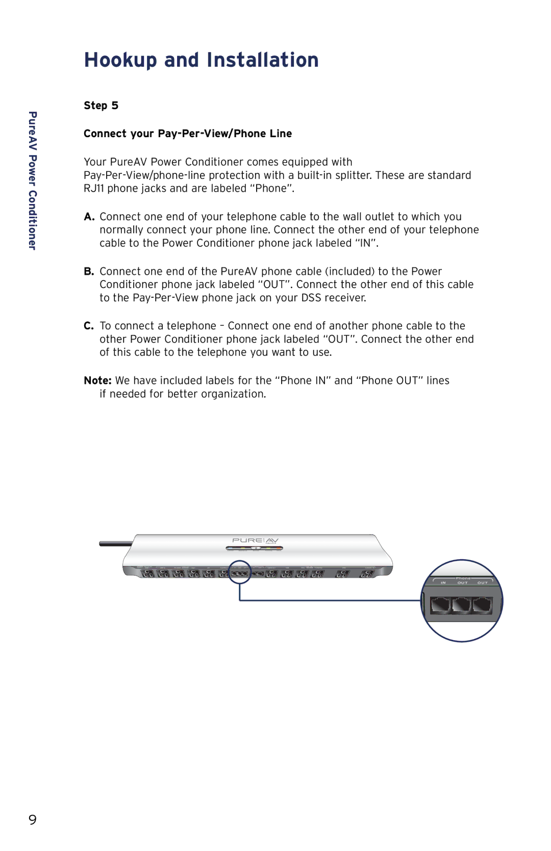 Belkin PF30L, PF31L, PF40L user manual Step Connect your Pay-Per-View/Phone Line 