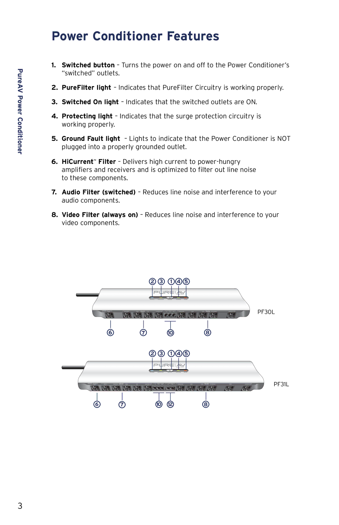 Belkin PF30L, PF31L, PF40L user manual Power Conditioner Features 