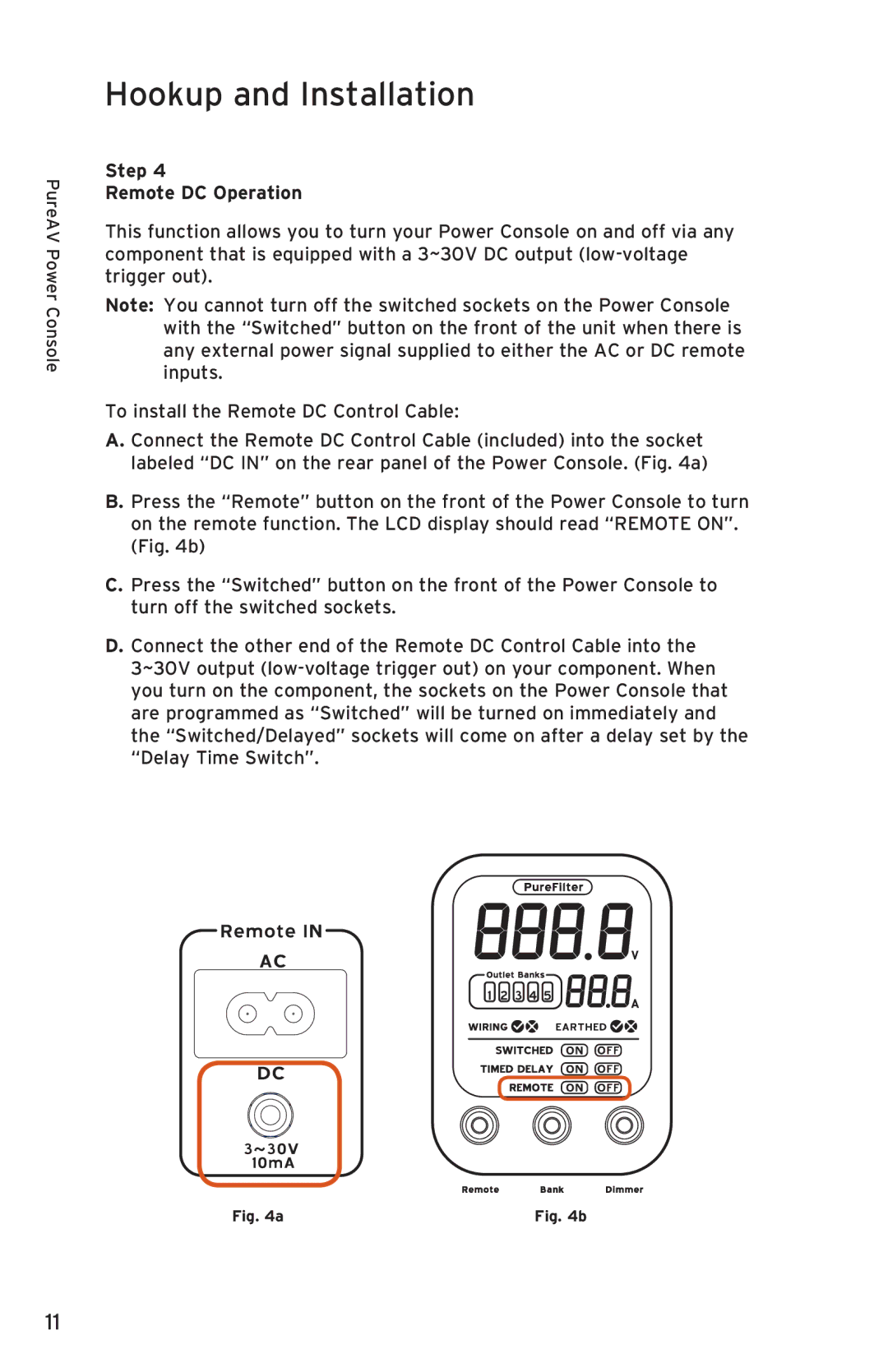 Belkin PF50 user manual Step Remote DC Operation 