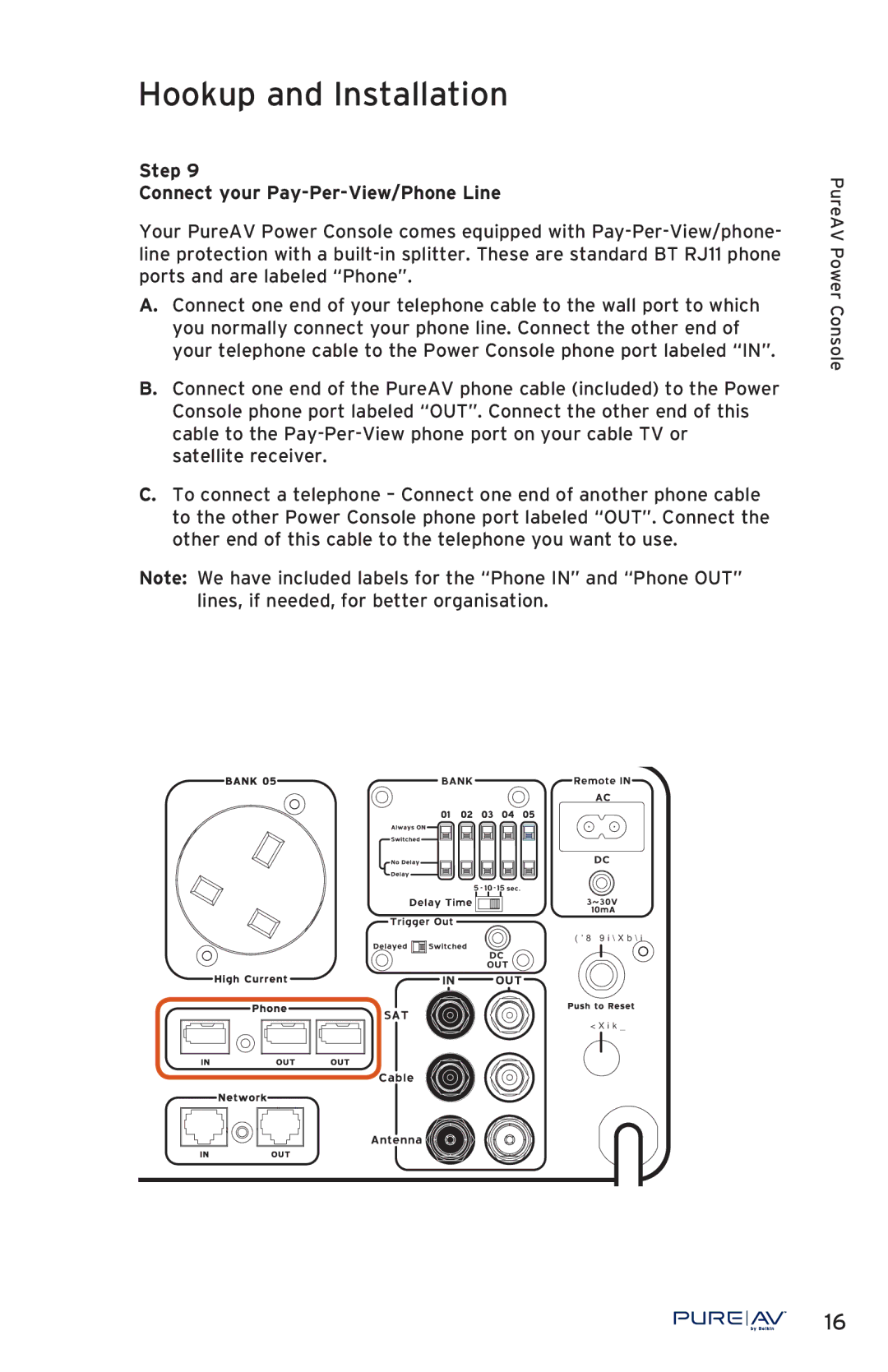 Belkin PF50 user manual Step Connect your Pay-Per-View/Phone Line 