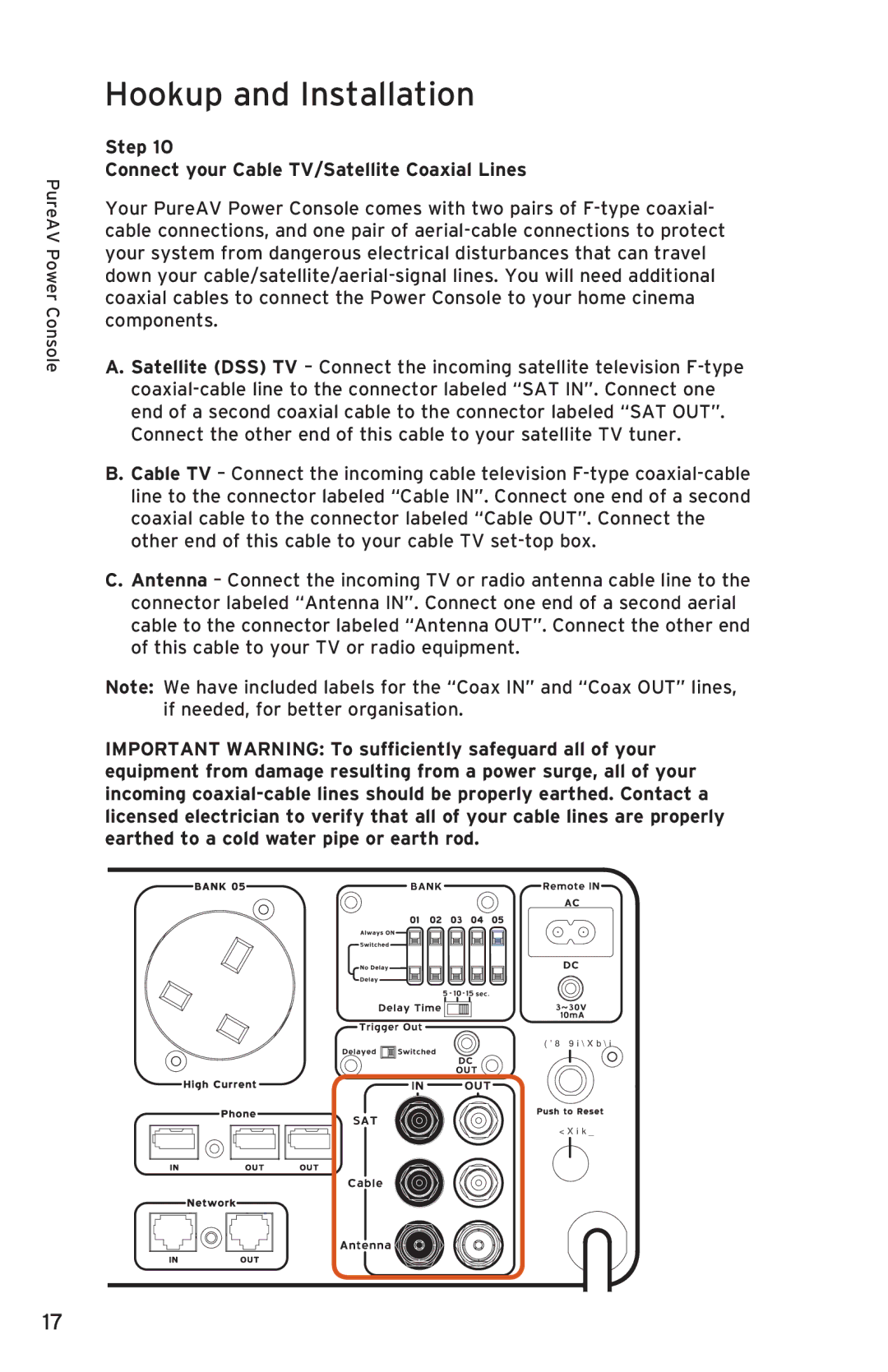 Belkin PF50 user manual Step Connect your Cable TV/Satellite Coaxial Lines 