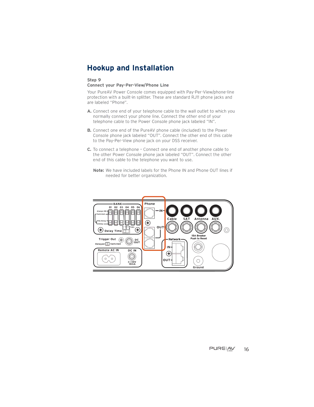 Belkin AP41300-12, PF60 user manual Step Connect your Pay-Per-View/Phone Line 