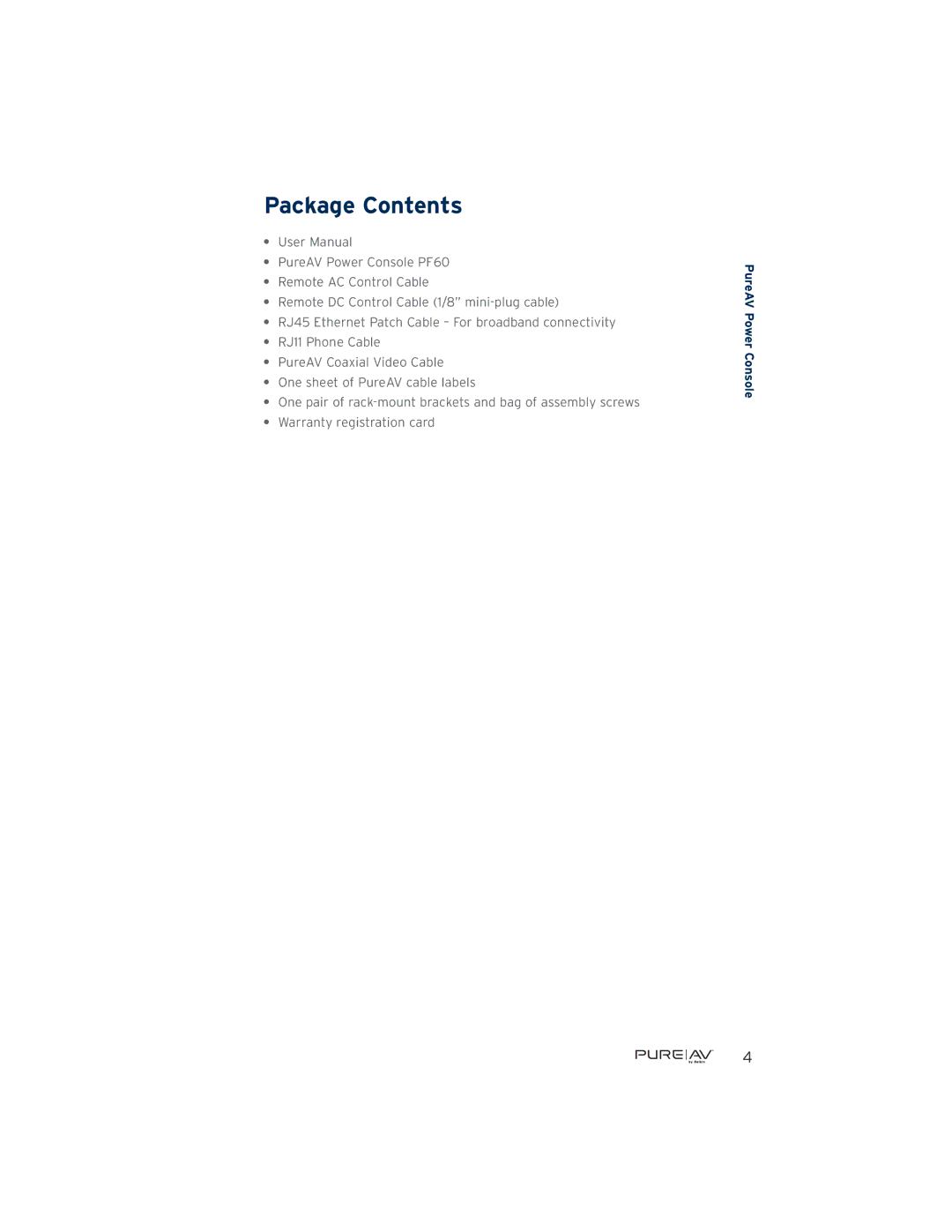 Belkin AP41300-12, PF60 user manual Package Contents 