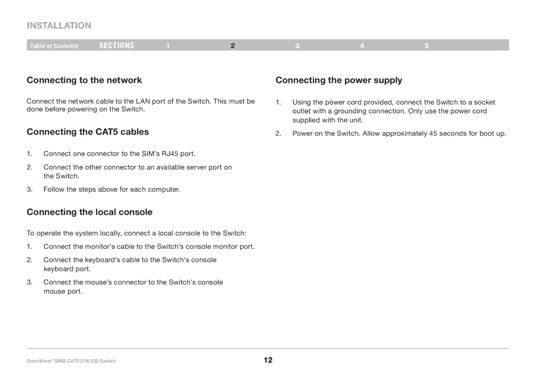 Belkin PM00019 -F1DP2XXA manual Connecting to the network, Connecting the CAT5 cables, Connecting the local console 