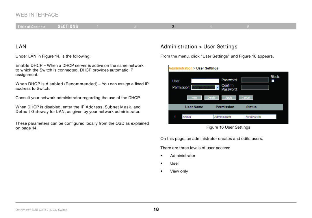 Belkin PM00019 -F1DP2XXA manual Lan, Administration User Settings 