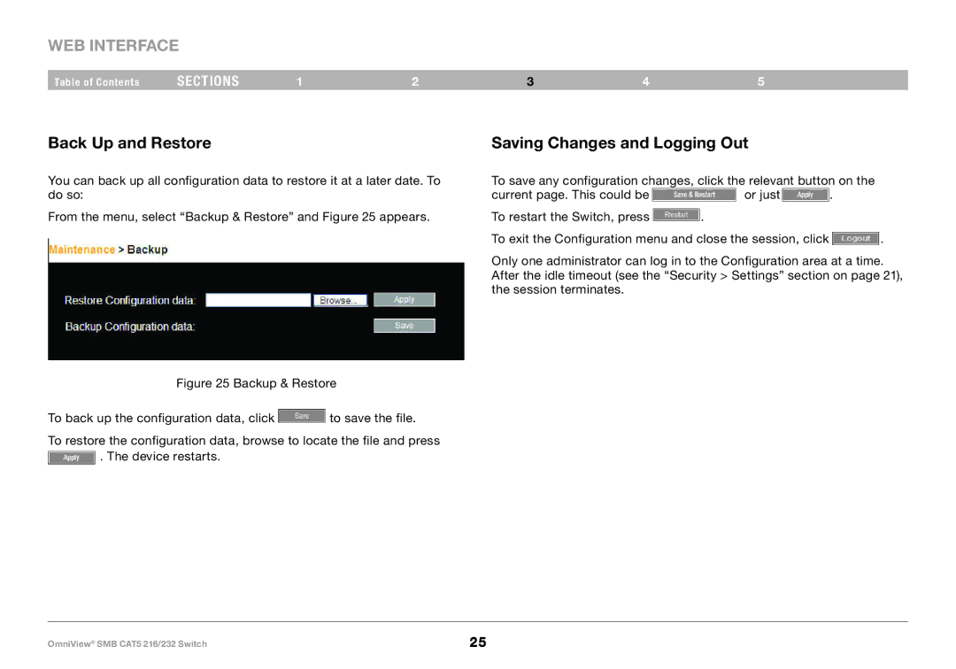 Belkin PM00019 -F1DP2XXA manual Back Up and Restore, Saving Changes and Logging Out 