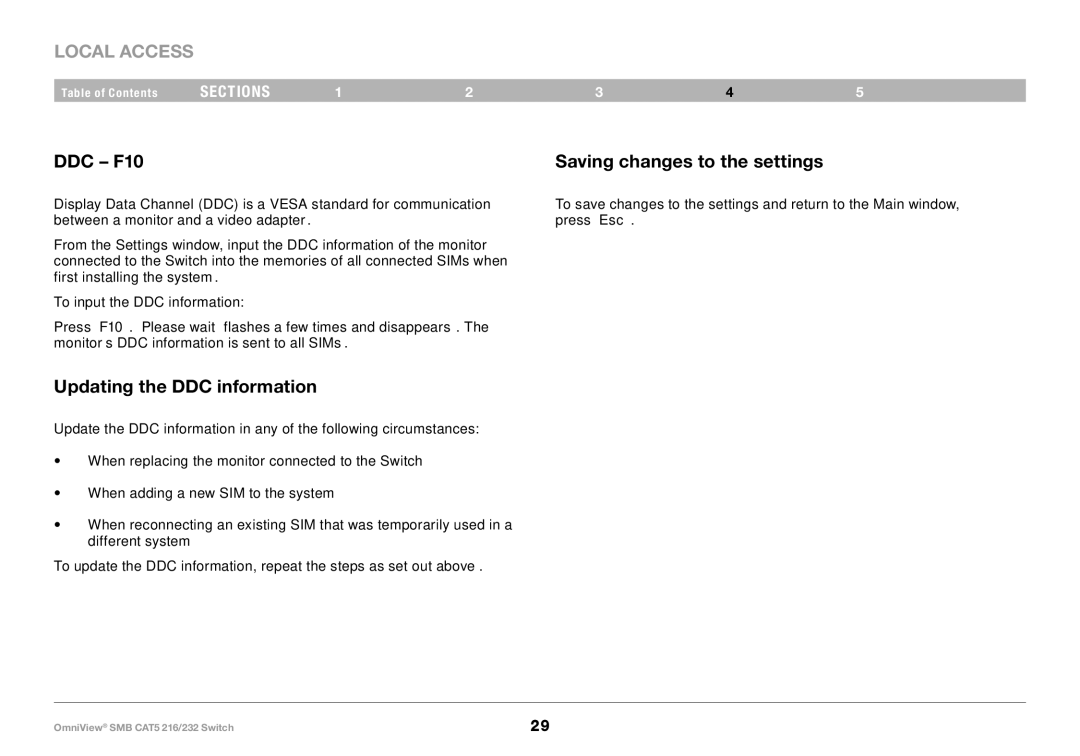 Belkin PM00019 -F1DP2XXA manual DDC F10 Saving changes to the settings, Updating the DDC information 