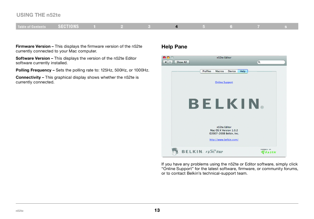 Belkin F8GFPC200, PM00173 user manual Help Pane 