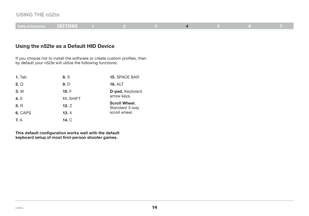 Belkin PM00173, F8GFPC200 user manual Using the n52te as a Default HID Device 