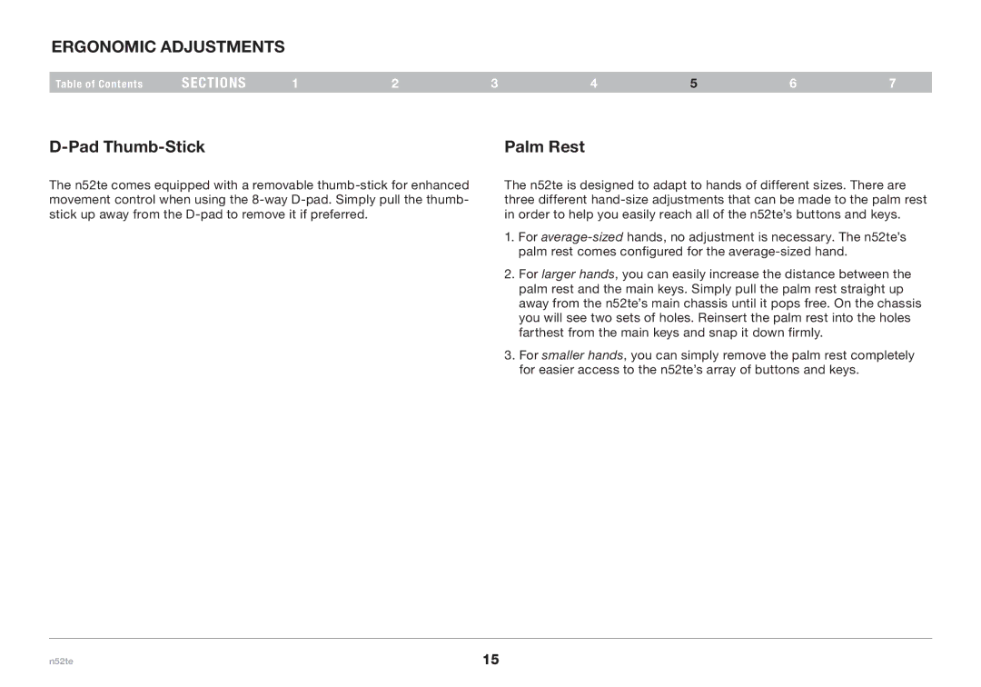 Belkin F8GFPC200, PM00173 user manual ERgonomic adjustments, Pad Thumb-Stick Palm Rest 