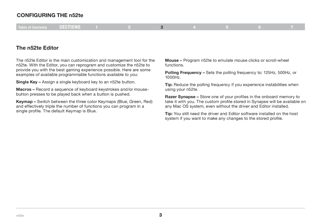 Belkin F8GFPC200, PM00173 user manual Configuring the n52te, N52te Editor 