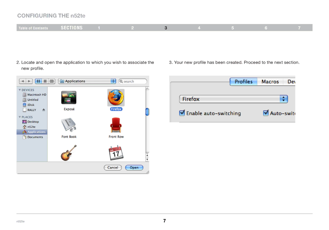 Belkin F8GFPC200, PM00173 user manual Configuring the n52te 