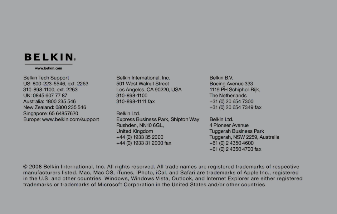 Belkin PM00760-A F4U001 manual 