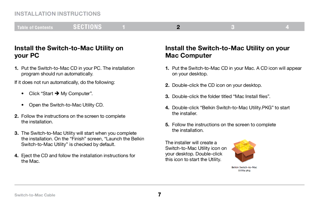 Belkin PM00760-A F4U001 manual Install the Switch-to-Mac Utility on your PC 