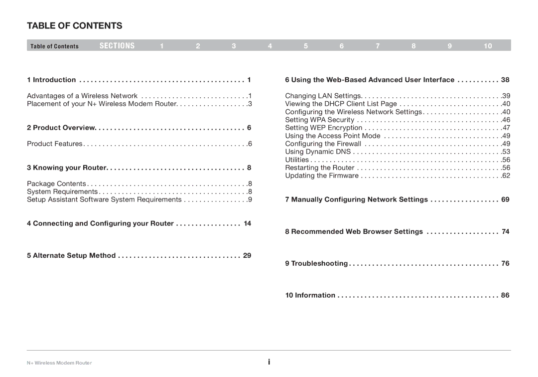 Belkin PM00781EA F5D8635-4 user manual Table of Contents 