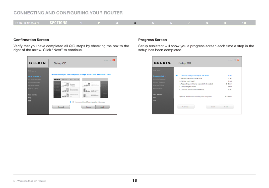 Belkin PM00781EA F5D8635-4 user manual Confirmation Screen Progress 