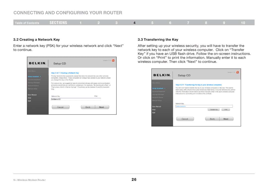 Belkin PM00781EA F5D8635-4 user manual Creating a Network Key Transferring the Key 