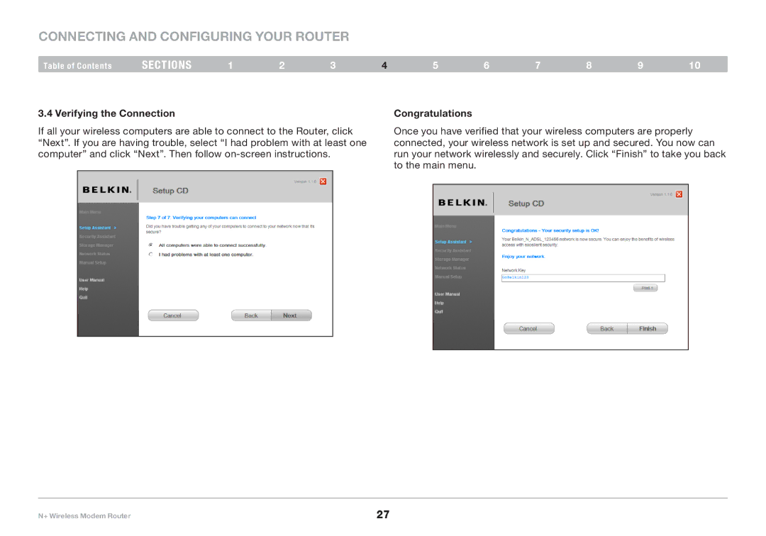 Belkin PM00781EA F5D8635-4 user manual Verifying the Connection Congratulations 