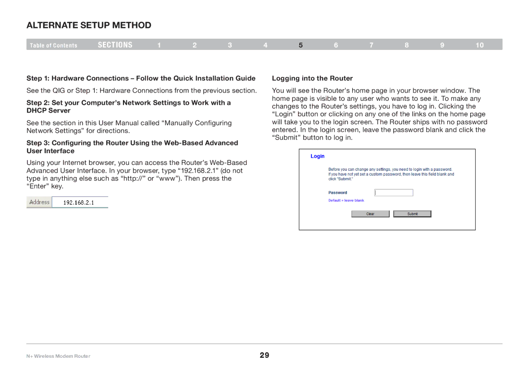 Belkin PM00781EA F5D8635-4 user manual Alternate Setup Method, Hardware Connections Follow the Quick Installation Guide 