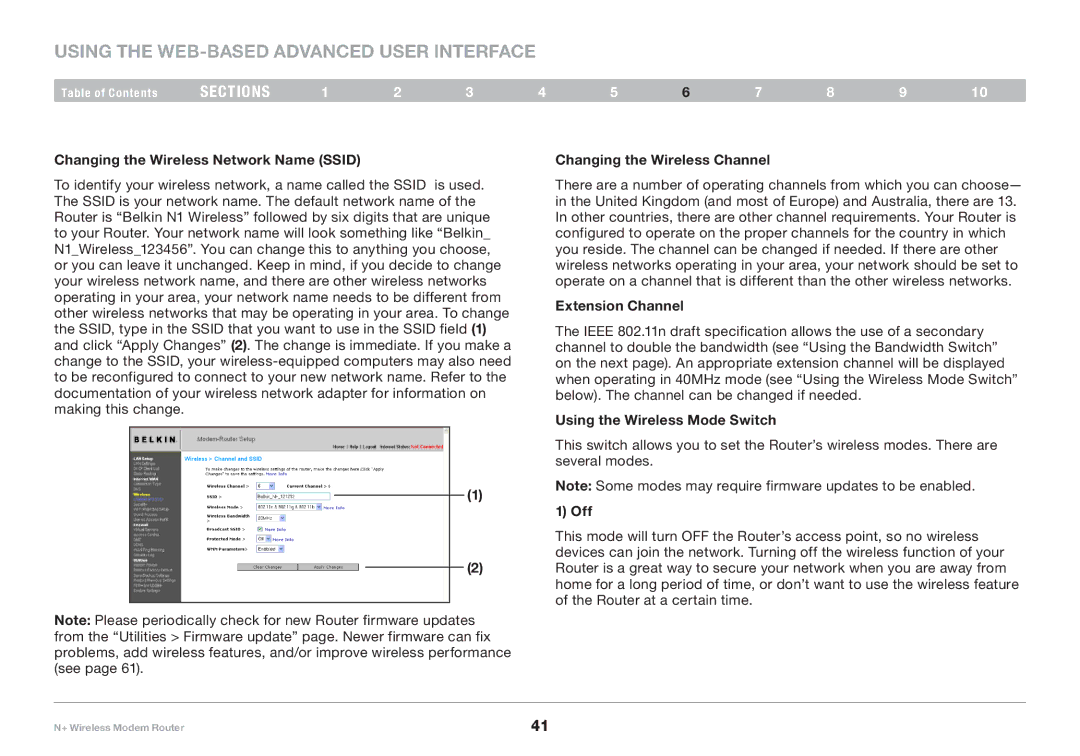 Belkin PM00781EA F5D8635-4 Changing the Wireless Network Name Ssid, Changing the Wireless Channel, Extension Channel, Off 