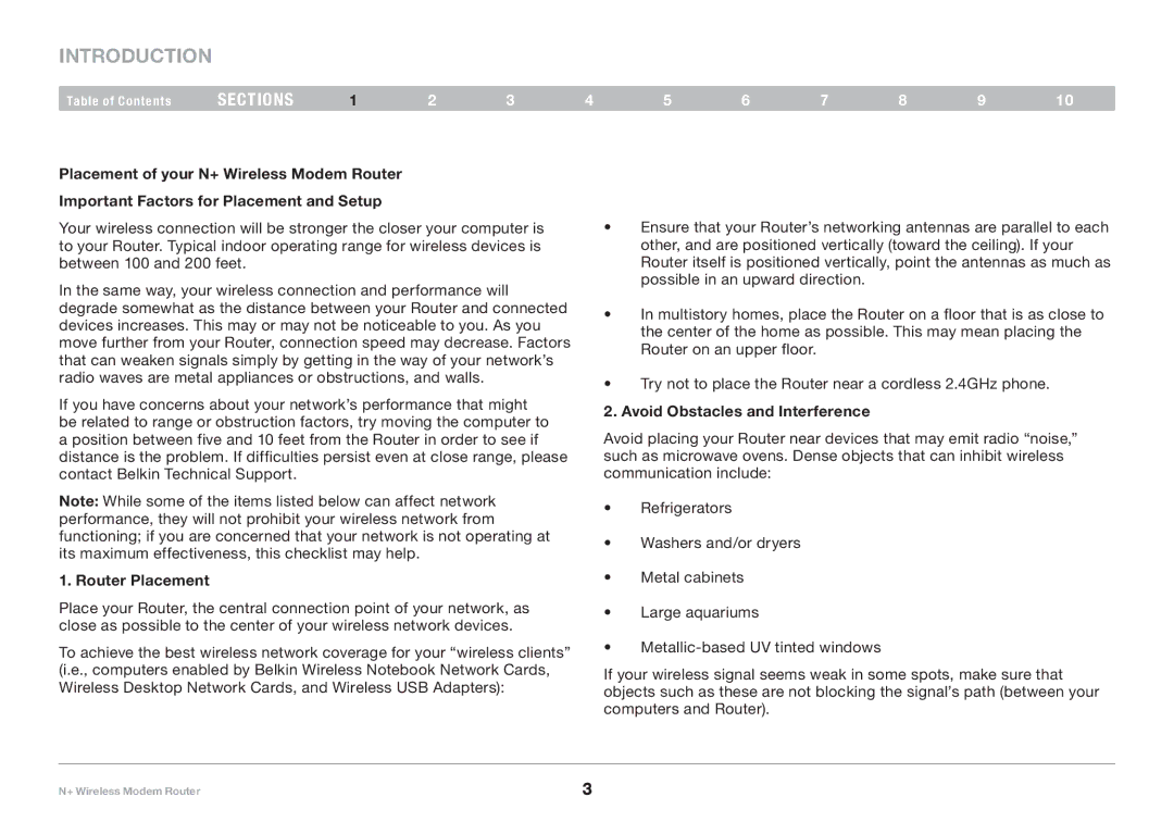Belkin PM00781EA F5D8635-4 user manual Router Placement, Avoid Obstacles and Interference 