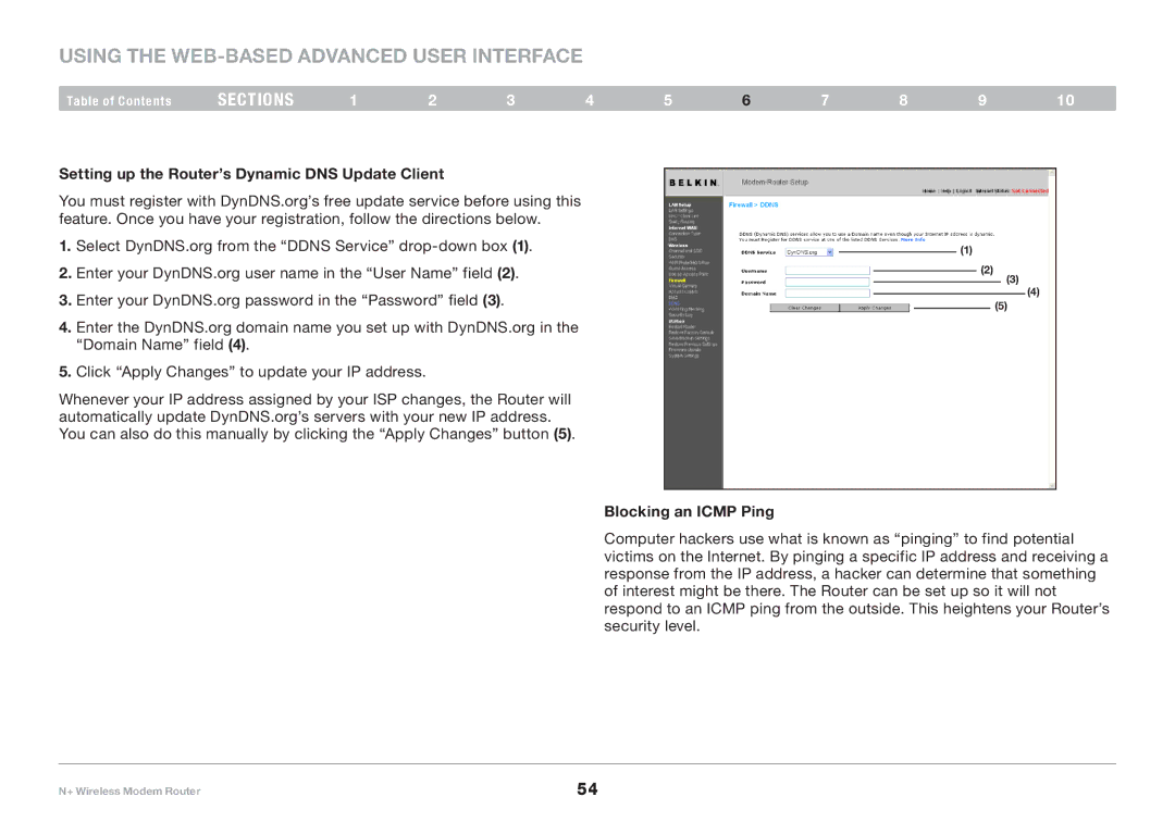 Belkin PM00781EA F5D8635-4 user manual Setting up the Router’s Dynamic DNS Update Client, Blocking an Icmp Ping 