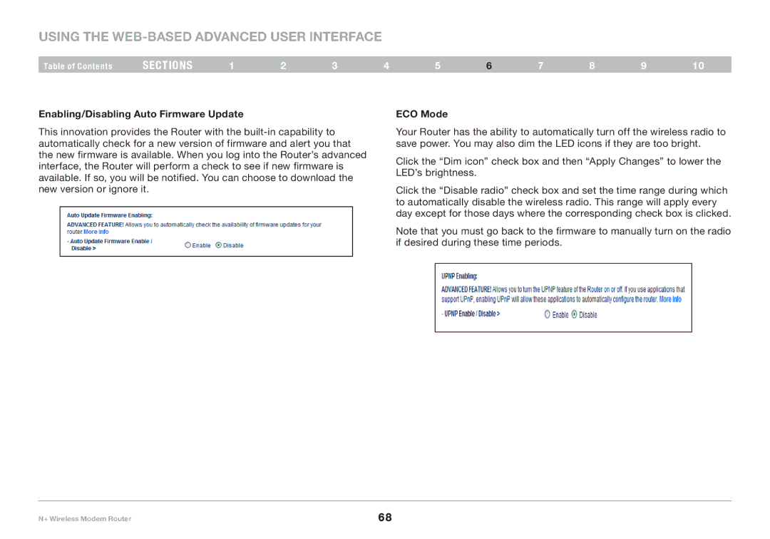 Belkin PM00781EA F5D8635-4 user manual Enabling/Disabling Auto Firmware Update ECO Mode 