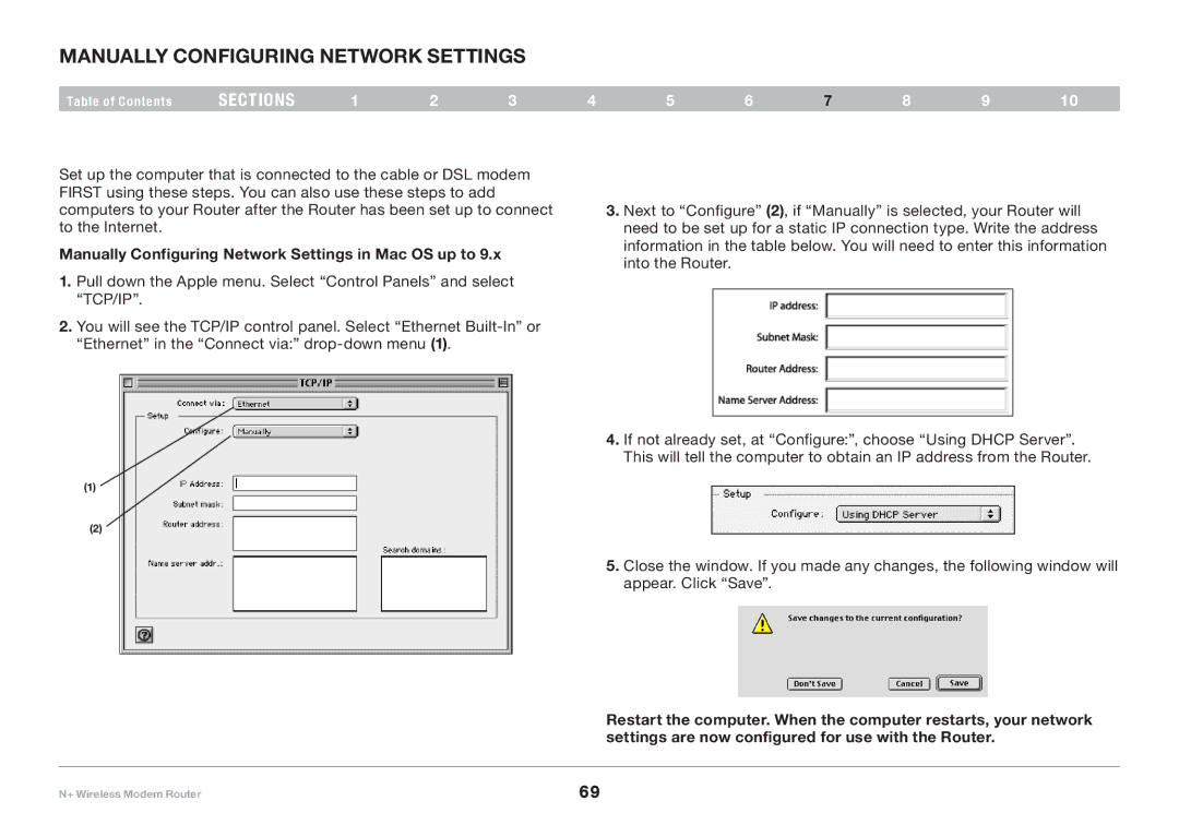 Belkin PM00781EA F5D8635-4 user manual Manually Configuring Network Settings in Mac OS up to 